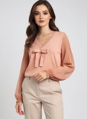 Pull coupe droite manches longues rose N°21 femme