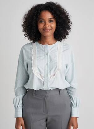 Chemisier coupe cintrée manches longues bleu HIGH femme
