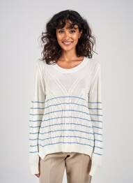 Pull maille souple et aérée manches longues beige HIGH femme