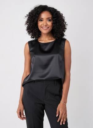 Top coupe fluide sans manche noir HIGH femme