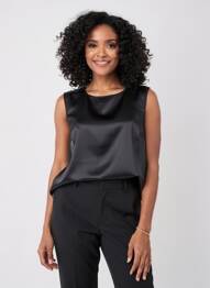 Top coupe fluide sans manche noir HIGH femme