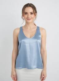 Top col v sans manche bleu BARBARA BUI femme