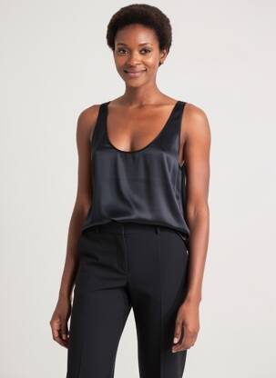 Top coupe cintrée sans manche noir BARBARA BUI femme
