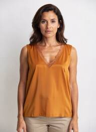 Top stretch sans manche orange ALBERTA FERRETTI femme