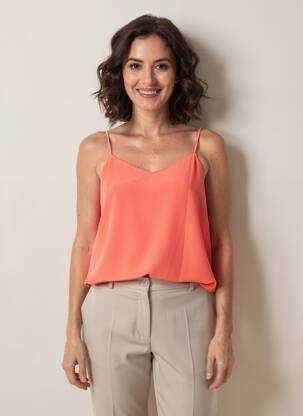 Top tissage crêpe fines bretelles orange LAUREL femme