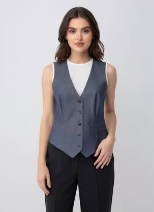 Gilet sans manche doublure bleu BARBARA BUJ femme