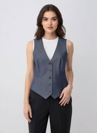 Gilet sans manche doublure bleu BARBARA BUJ femme