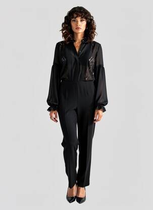 Combi-pantalon fermeture boutonnée sur le devant manches longues noir ERMANNO SCERVINO femme