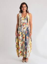 Robe longue imprimé fantaisie sans manche jaune HIGH femme