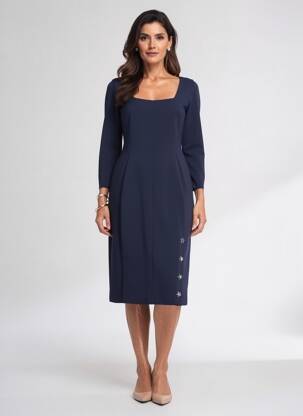 Robe mi-longue manches longues manches longues bleu ICEBERG femme