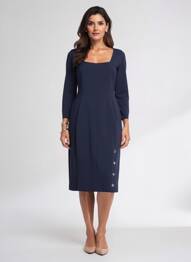 Robe mi-longue manches longues manches longues bleu ICEBERG femme