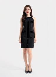 Robe mi-longue fermeture zippée au dos fines bretelles noir CHIARA BONI femme