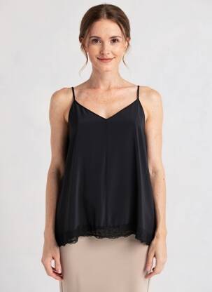 Top coupe fluide fines bretelles noir ATOS LOMBARDINI femme