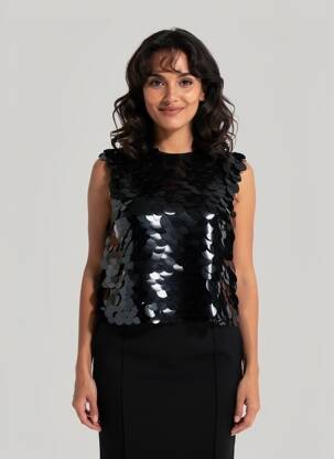 Top col rond manches longues noir LIVIANA CONTI femme