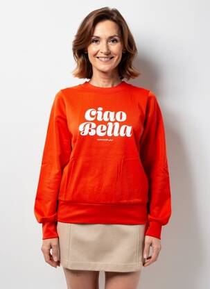 Sweat-shirt sérigraphie manches longues orange MADEMOISELLE YEYE femme