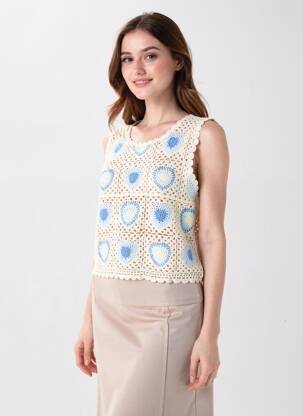 Top sans manche sans manche beige PEACE N'LOVE femme