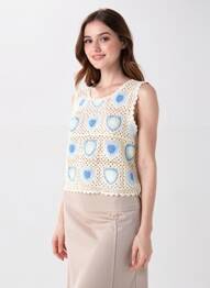 Top sans manche sans manche beige PEACE N'LOVE femme