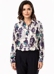 Chemisier imprimé fantaisie manches longues beige POM AMSTERDAM femme