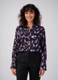Chemisier imprimé fantaisie manches longues noir EVA KAYAN femme