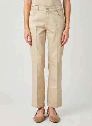 Pantalon droit fermeture zippée sous rabat boutonné beige PARAMITA femme