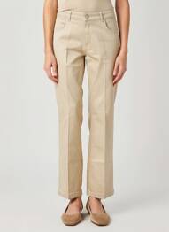 Pantalon droit fermeture zippée sous rabat boutonné beige PARAMITA femme