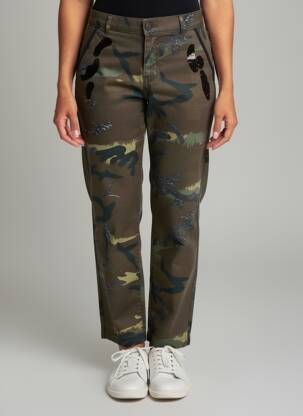 Pantalon droit taille à pinces vert EVA KAYAN femme