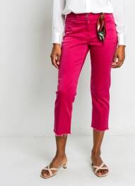 Pantalon 7/8 fermeture zippée sous rabat boutonné rose EAST DRIVE femme