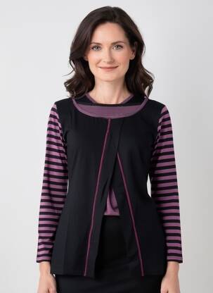 Top stretch manches longues noir CLAUDE DE SAIVRE femme