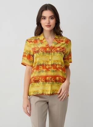 Chemisier manches courtes manches courtes jaune PRUNELLE femme