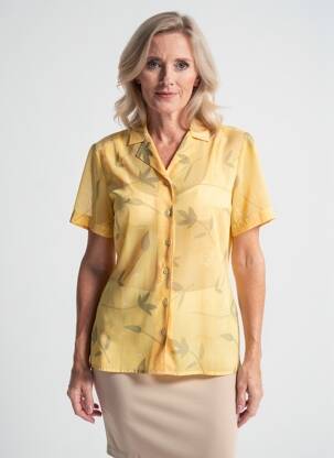 Chemisier imprimé fleurs manches courtes jaune PIER BÉ femme