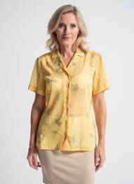 Chemisier imprimé fleurs manches courtes jaune PIER BÉ femme