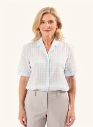 Chemisier tissage crêpe manches courtes bleu PIER BÉ femme