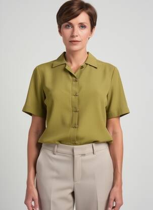 Chemisier tissage crêpe manches courtes vert PIER BÉ femme