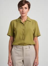 Chemisier tissage crêpe manches courtes vert PIER BÉ femme