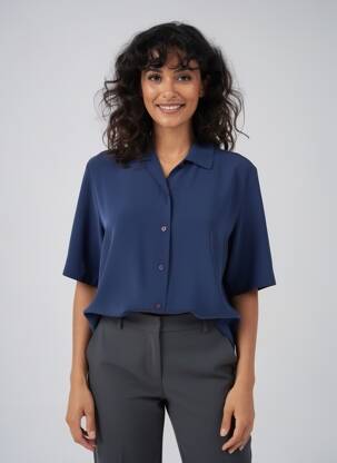 Chemisier coupe fluide manches courtes bleu ALTAVILLA femme
