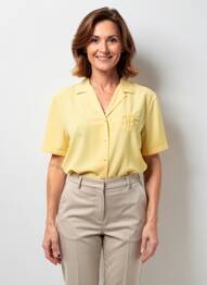 Chemisier tissage crêpe manches courtes jaune PIER BÉ femme