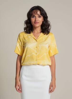 Chemisier manches courtes manches courtes jaune PRUNELLE femme