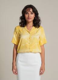 Chemisier imprimé fantaisie manches courtes jaune PRUNELLE femme