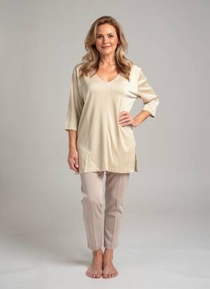 Top stretch manches 3/4 beige FINETTE femme