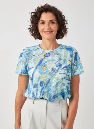 Top manches courtes manches courtes bleu FINETTE femme