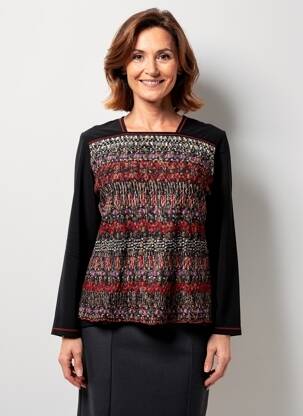 Top col carré manches longues noir CLAUDE DE SAIVRE femme