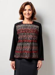 Top col carré manches longues noir CLAUDE DE SAIVRE femme