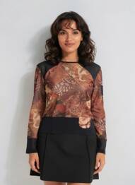 Top stretch manches longues noir PAUL BRIAL femme