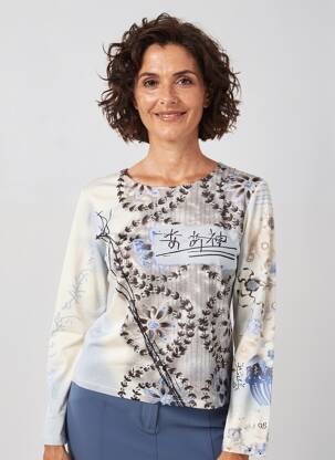 T-shirt imprimé fantaisie manches longues beige FINETTE femme