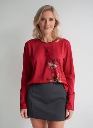 T-shirt manches longues manches longues rouge FINETTE femme