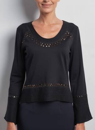 T-shirt manches longues manches longues noir FINETTE femme