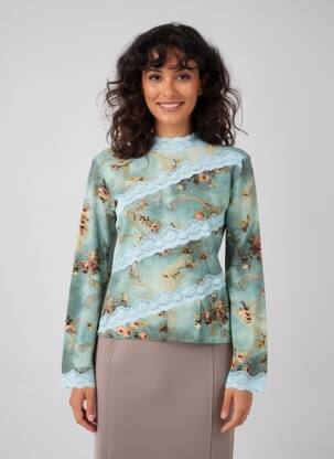 T-shirt imprimé fantaisie manches longues bleu PAUL BRIAL femme