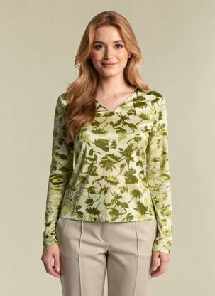 T-shirt imprimé fantaisie manches longues vert ENTRACTE femme
