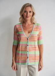 Gilet manches courtes fermeture boutonnée sur le devant vert EDWIGE femme
