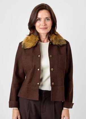 Veste casual col chemisier marron KATMAI femme
